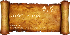 Vitális Irma névjegykártya